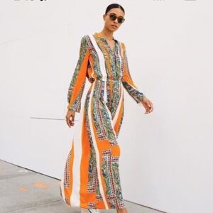 Tory Burch Voile Long Sleeve Dress in Something Wild Pattern